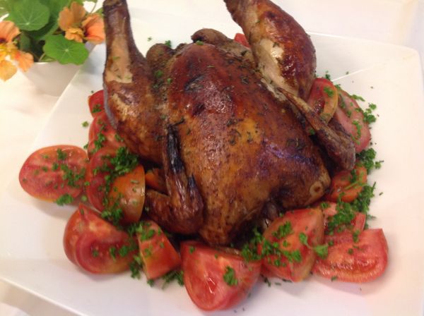 法式陳年酒醋番茄烤雞配意大利麪