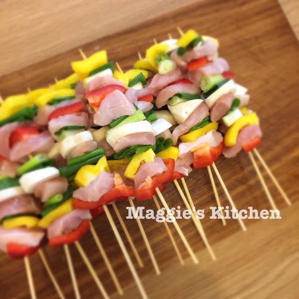 彩椒菇菇雞肉串