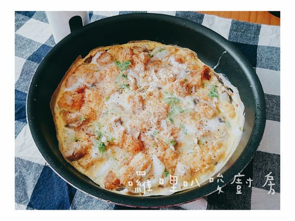 簡易早餐奶油麵包丁蔬菜烘蛋