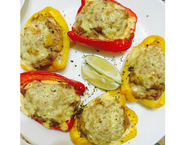 夏日風味「鳳梨彩椒漢堡排」~健康無油料理