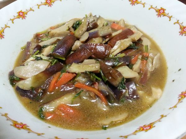 杏鮑菇炒香茄~~^-^  (素食)