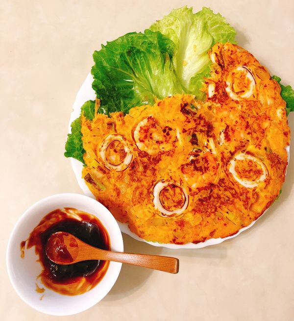 海鮮煎餅
（添加韓式泡菜版本）