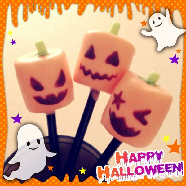 萬聖節派對小點心：南瓜造型巧克力棉花棒棒糖