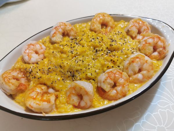 跟著做零失敗👉鮮蝦南瓜燉飯
