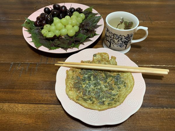紫蘇煎蛋佐紫蘇茶