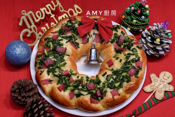 蔥花火腿聖誕手撕麵包
