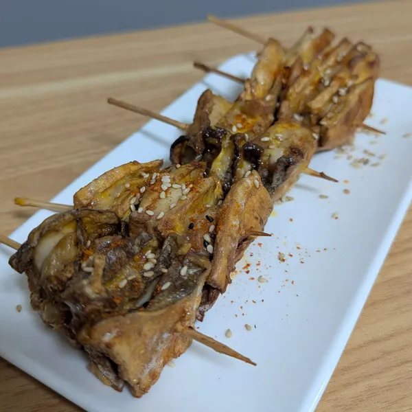 千層杏鮑菇烤雞腿肉串