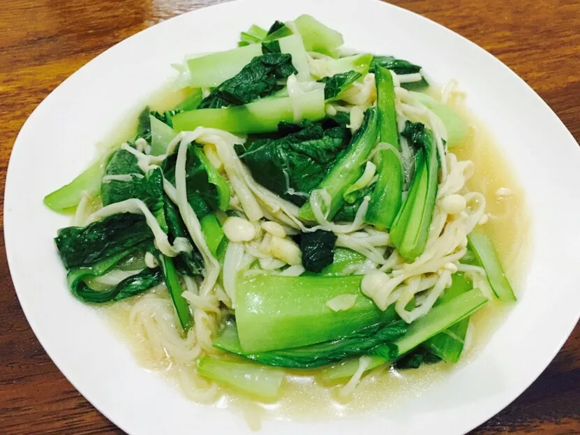 青江菜炒金針菇