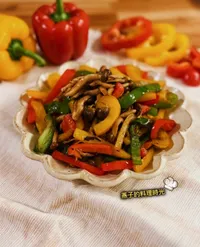 便當菜色｜牛油三色椒炒鴻喜菇