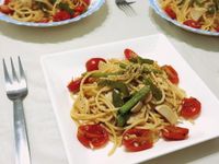健康料理//蒜香清炒田園義大利麵