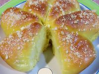 南瓜煉乳夏威夷豆奶酥花麵包~湯種冷藏法