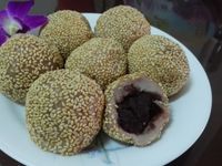 炸紅豆芋丸
