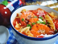 鮮蝦泡菜蕃茄螺旋湯麵【完美絕配義式饗宴】