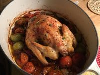 辣味肉腸厚培根彩茄烤春雞