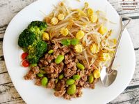香蒜黑椒毛豆炒肉末（低醣菜）