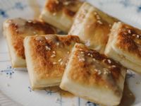 低醣料理 - 日式乾煎板豆腐佐花生芝麻醬