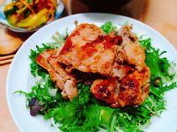 果泥燒肉+黃瓜泡菜+醋煎蓮藕
