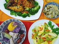 牛奶烤雞+芹菜沙拉+牛蒡飯+山藥排骨湯