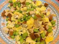 豆乾丁毛豆炒蛋