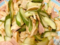 小黃瓜炒杏鮑菇及火腿片