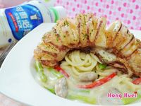 【可爾必思】酥炸大卷佐乳酸白醬義大利麵