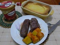 牛排、大型約克夏布丁、烤南瓜