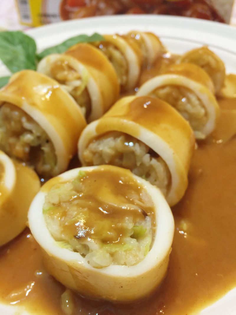 咖哩花枝飯捲