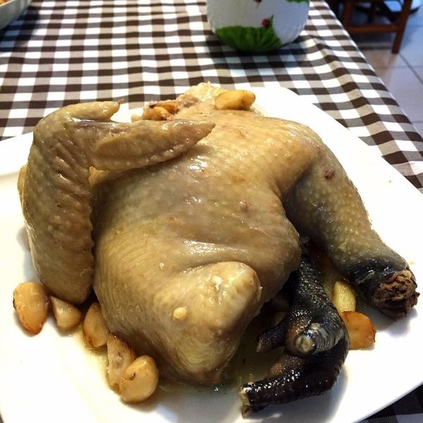 蒜頭蒸半雞