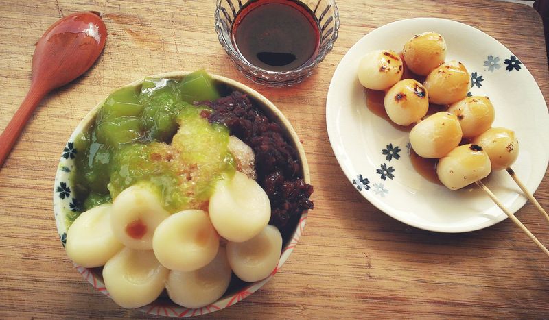 白玉糰子×抹茶紅豆冰