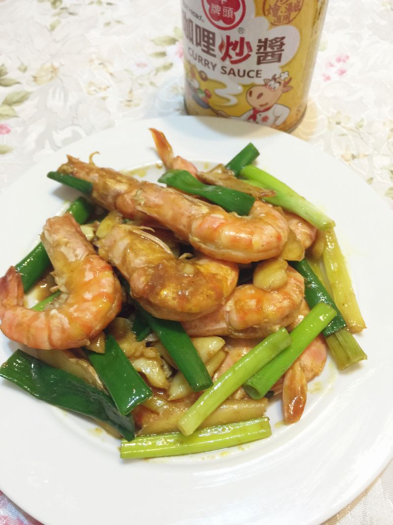 咖哩葱爆鮮蝦【牛頭牌咖哩新食代】