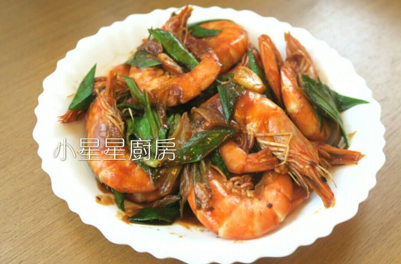 熱炒!烏醋蒜苗燒蝦~超讚下酒菜!