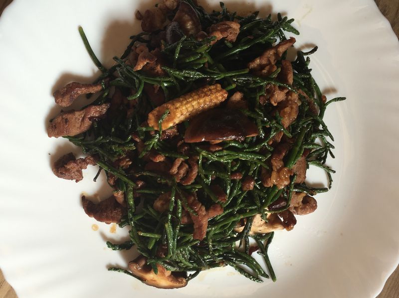 肉絲炒海蘆筍