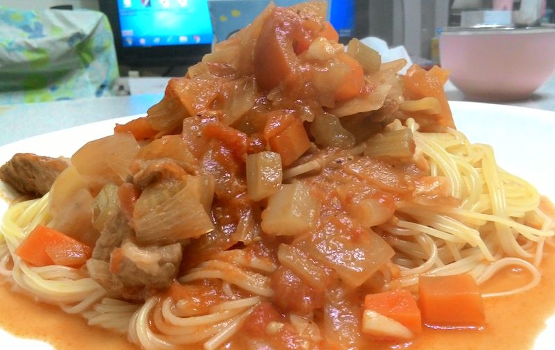 蕃茄燉梅肉佐天使髮絲麵【全聯料理王大賽】