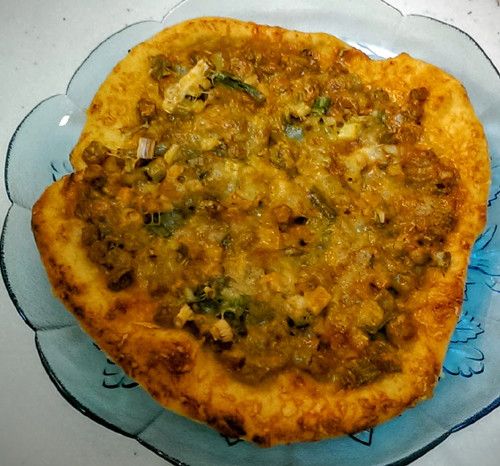 紅咖哩四季豆蔥花披薩【全聯快炒包料理】