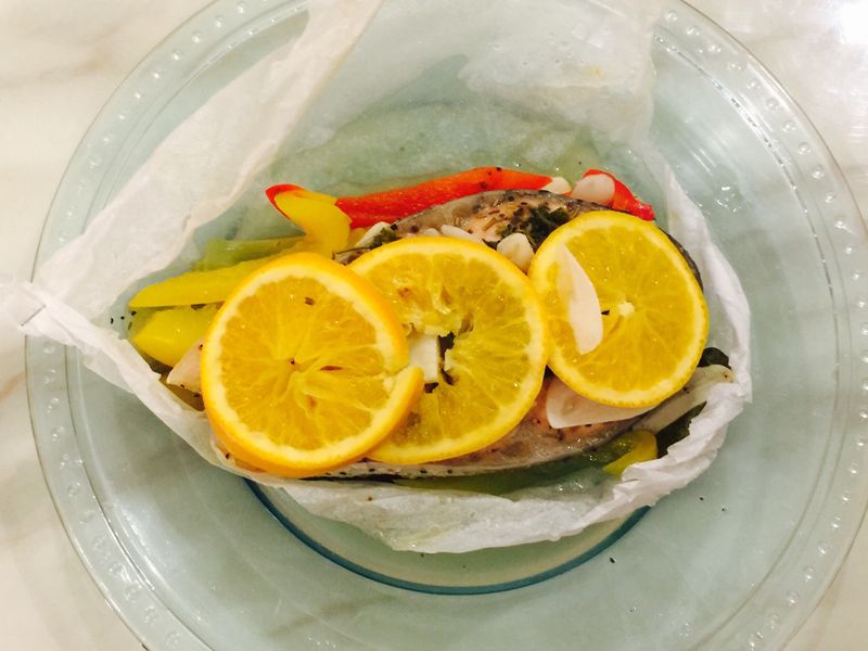 法式奶油香草橙香紙包魚-電鍋料理