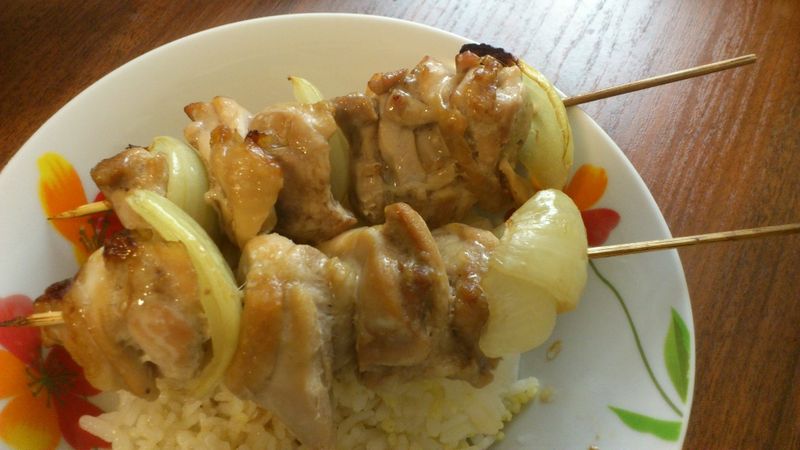 日式烤雞肉串自己做:)