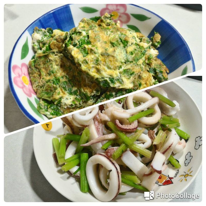 濃濃芹菜香~芹菜炒透抽&芹菜葉煎蛋