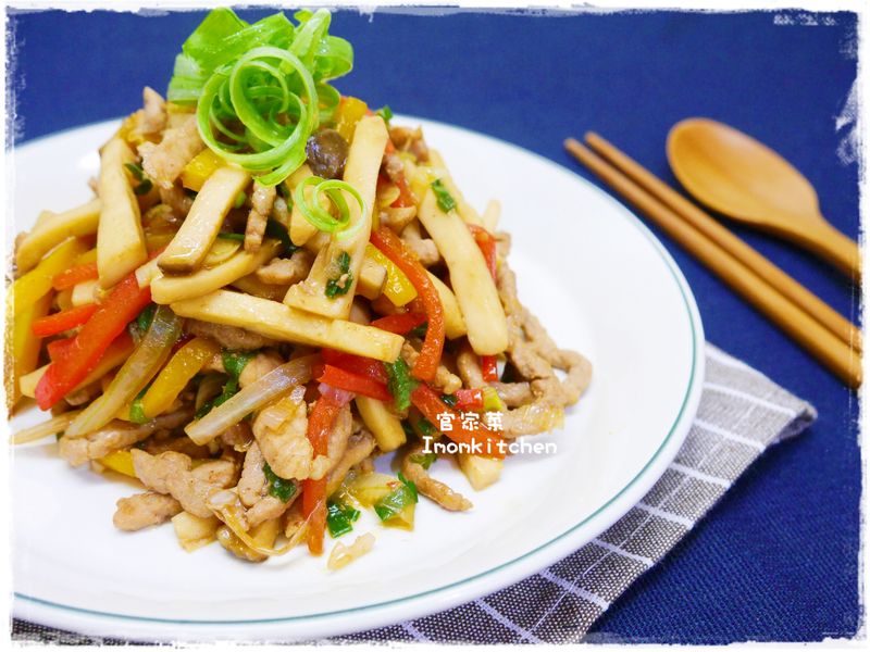 肉絲炒杏鮑菇