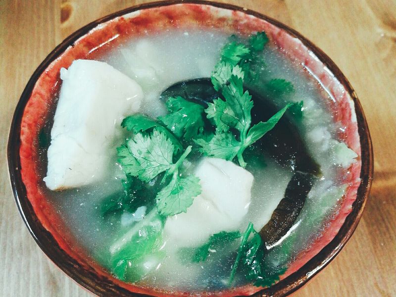 香菜皮蛋魚片粥