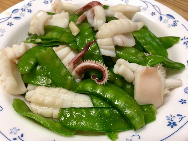 荷蘭豆炒中卷