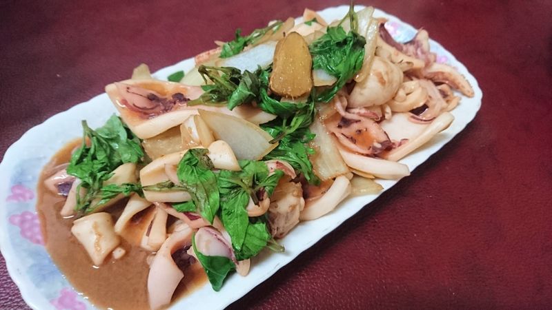 家常九層塔炒透抽