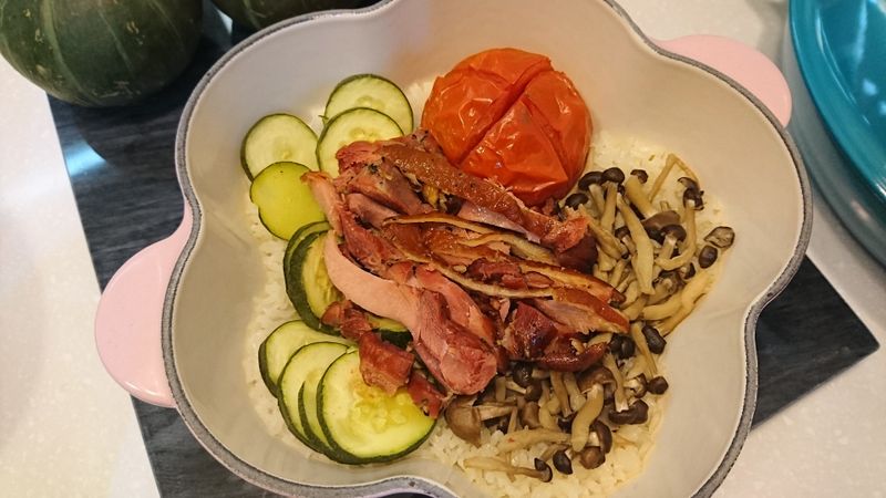 臘雞腿蔬菜炊飯