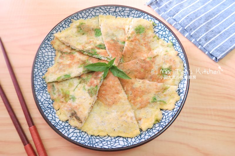 吻仔魚芹菜葉煎蛋~芹菜葉不要丟