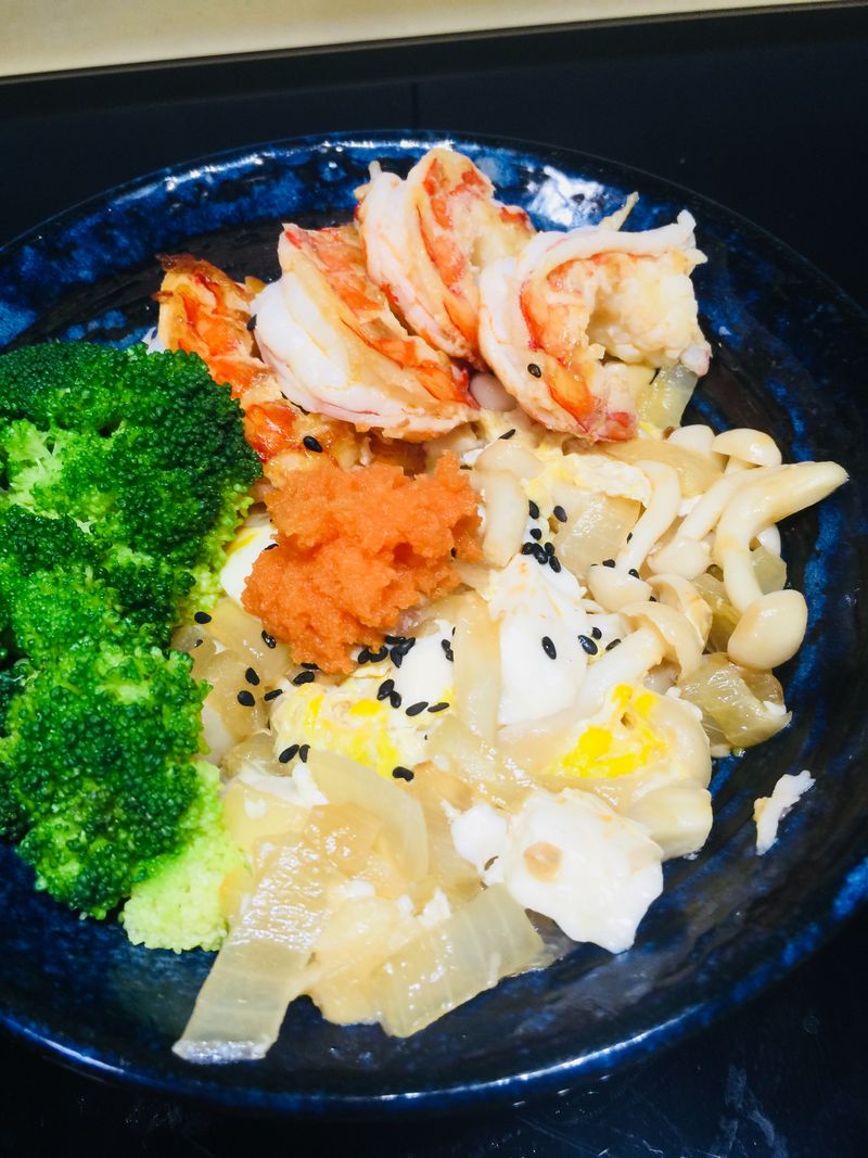 天使紅蝦菇菇豆腐丼飯~之偽蝦卵