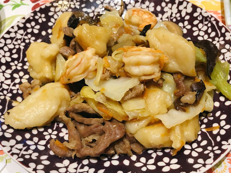蝦仁炒麵疙瘩