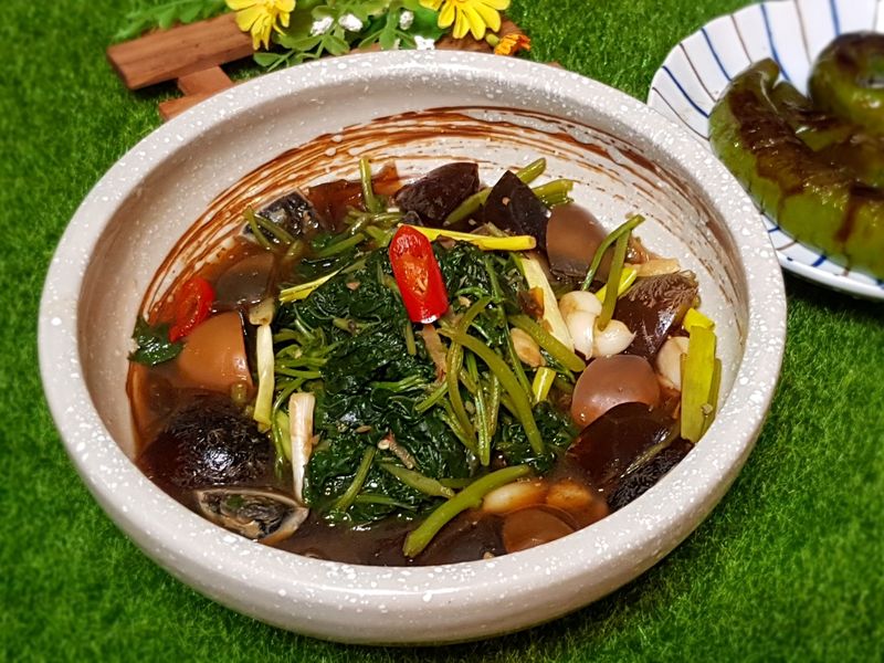 皮蛋地瓜葉(照燒醬簡易版)