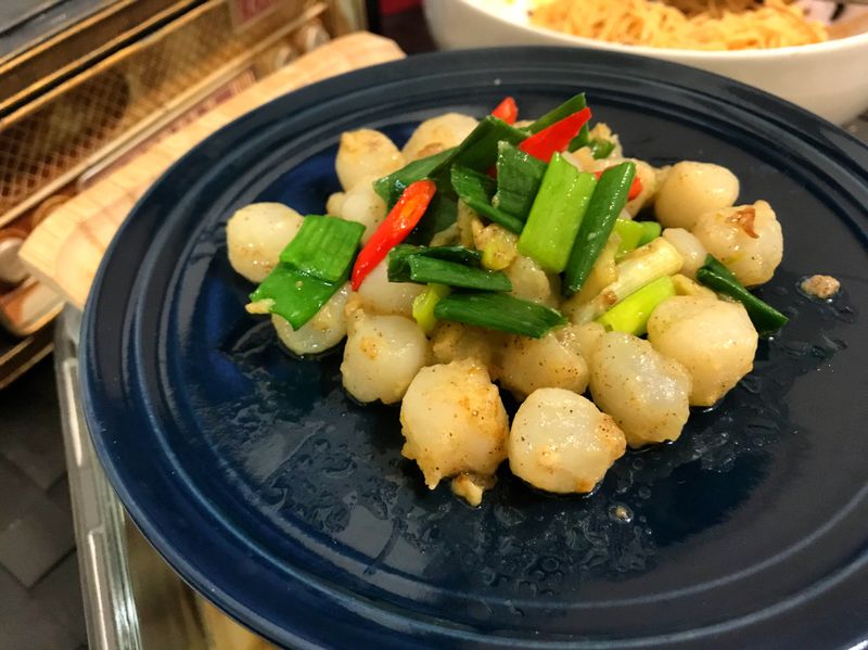 香煎干貝。快速便當菜