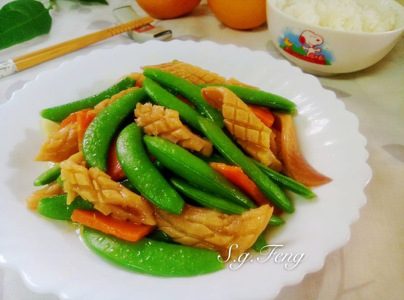 甜豆炒魷魚花