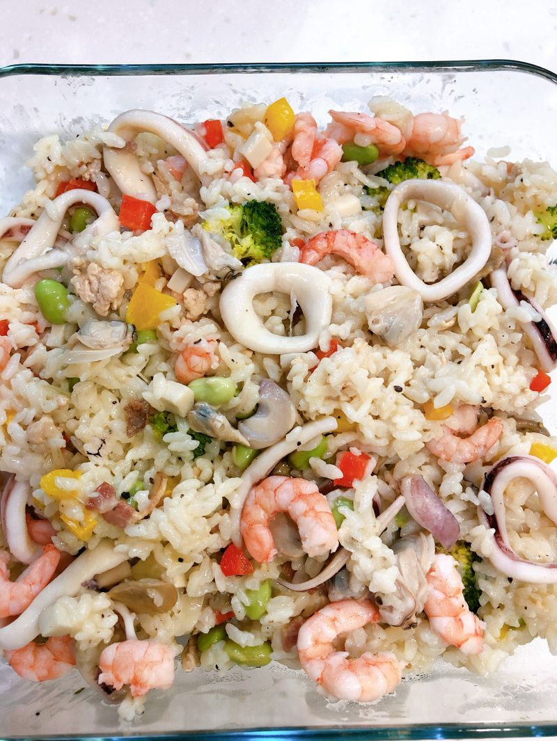 蘑菇白醬海鮮燉飯