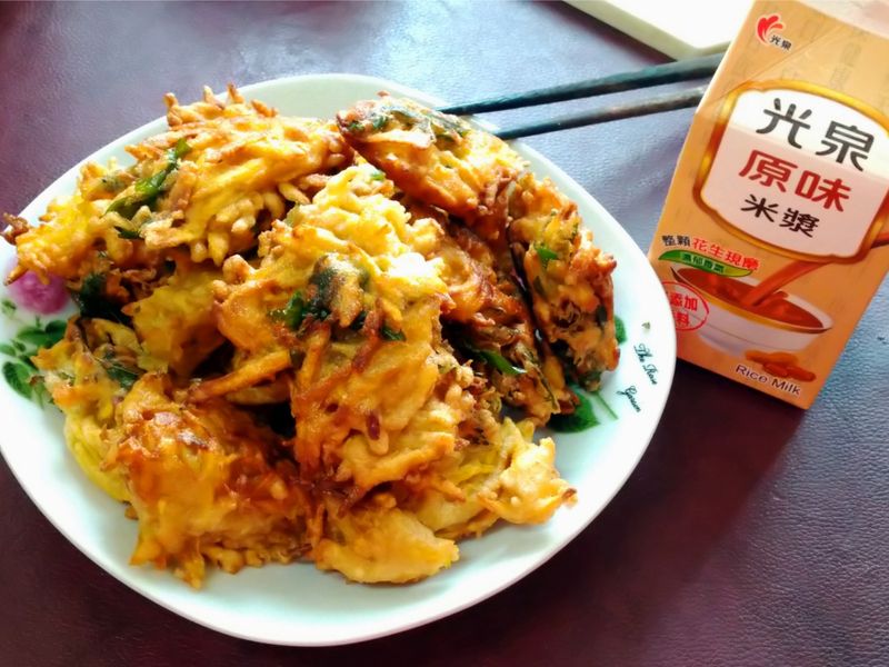 古早味菜炸(花生米漿+地瓜+九層塔)